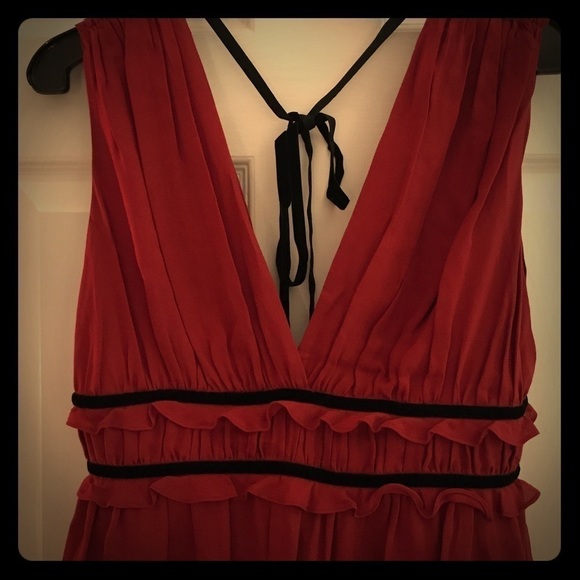 Robert Rodriquez Red Silk Grecian Style Top Size 4 - Picture 7 of 10